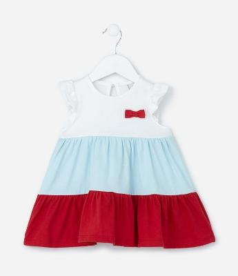 Vestido Infantil com Babados Maria e Lacinho - Tam 0 a 18 meses