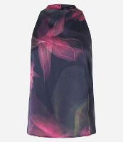 Blusa Acetinada com Gola Halter e Estampa Floral Esmaecida - 1