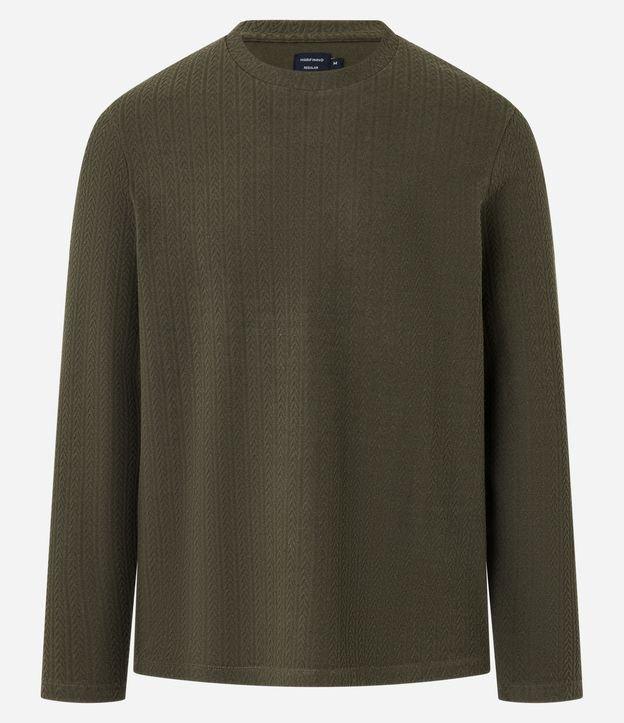 Camiseta Regular em Algodão com Textura - 1