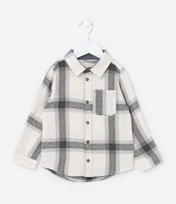 Camisa Infantil em Flanela com Estampa Xadrez - Tam 1 a 5 Anos