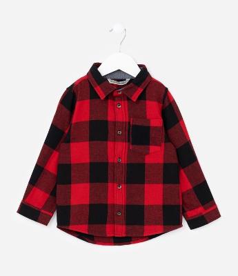 Camisa Infantil em Flanela com Estampa Xadrez - Tam 1 a 5 Anos
