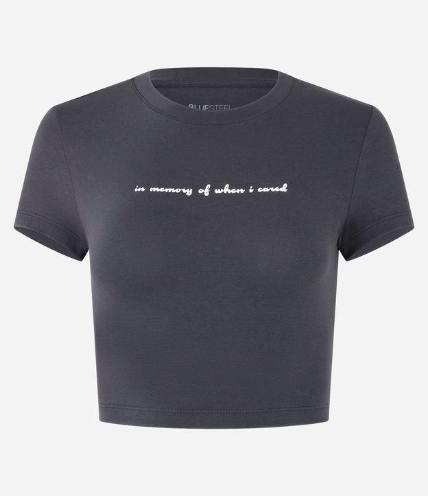 Blusa Baby Tee Cropped em Cotton com Lettering - 1