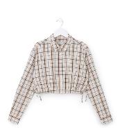 Camisa Cropped Infantil com Lacinhos e Estampa Xadrez - Tam 5 a 14 Anos - 1