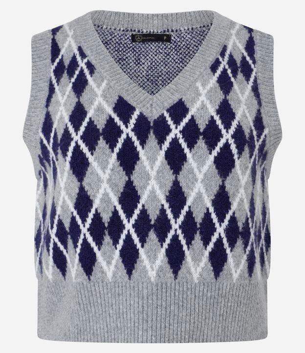 Colete em Tricô com Estampa Geométrica de Losangos - 1