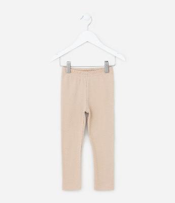 Calça Legging Infantil em Ribana com Brilhos em Foil - Tam 1 a 6 Anos