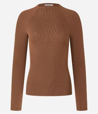 Blusa Básica em Viscose com Gola Alta e Cava Raglan