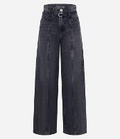 Calça Wide Leg em Jeans com Recorte e Cinto com Fivela - 1