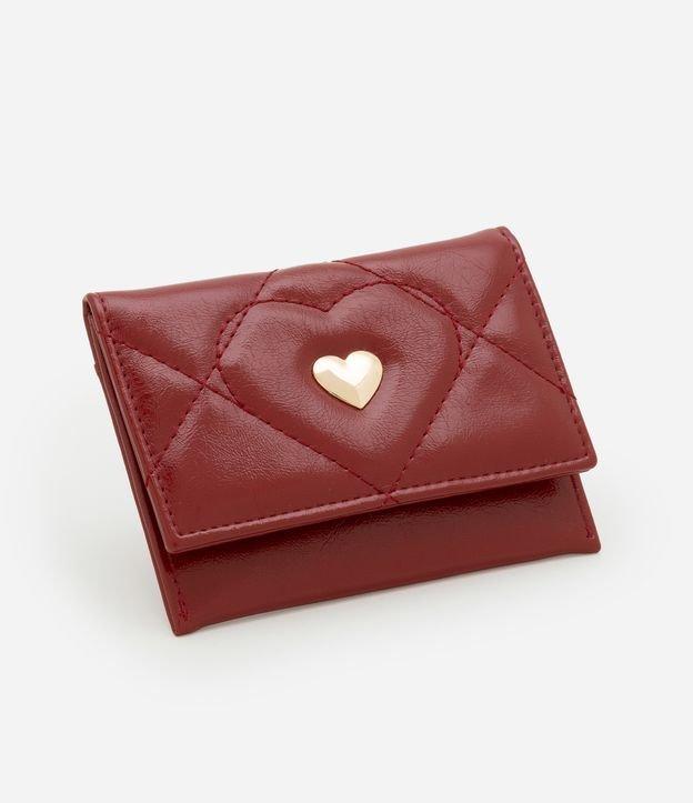 Carteira Envelope Pequena em PU com Textura Matelassê e Coração - 1