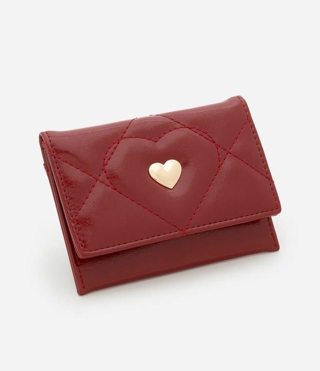 Carteira Envelope Pequena em PU com Textura Matelassê e Coração - 2