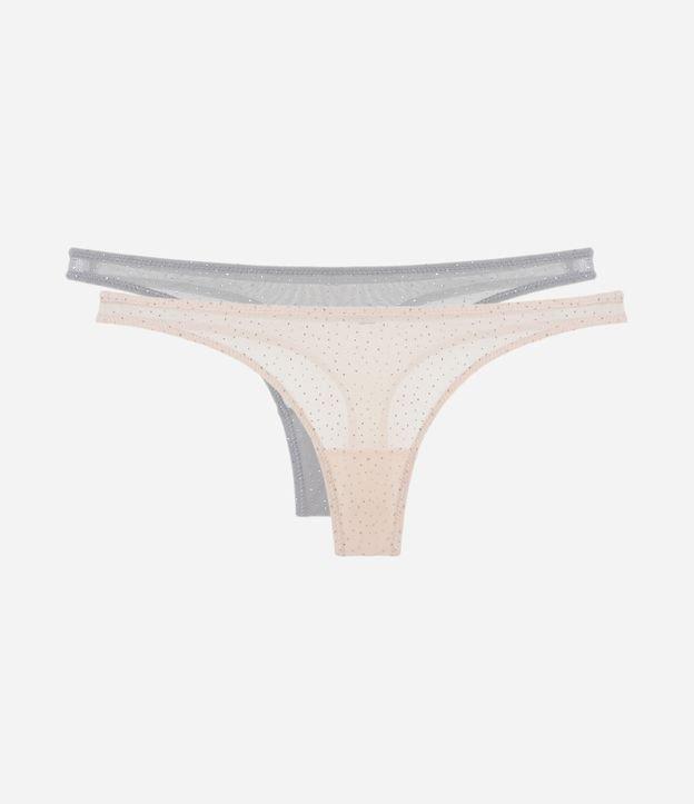 Kit 02 Calcinhas Biquíni Fio em Tule com Glitter - 1