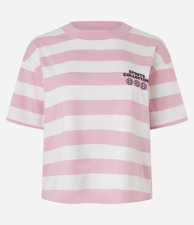 Camiseta Esportiva em Algodão com Estampa Listrada e Lettering - 1