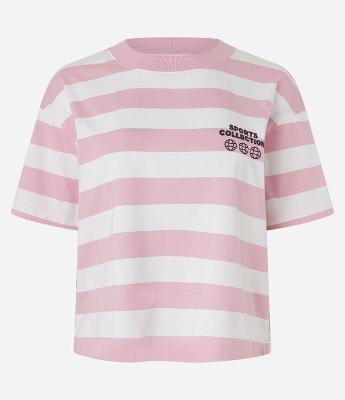 Camiseta Esportiva em Algodão com Estampa Listrada e Lettering