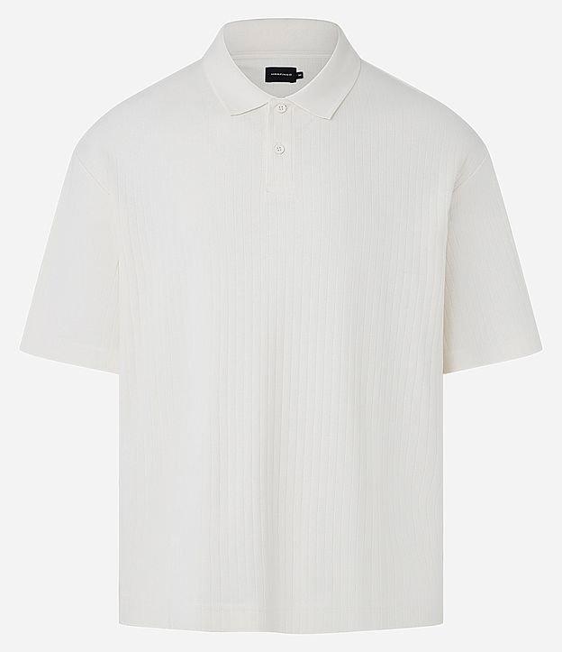 Camisa Polo com Textura Canelada Vertical - 1