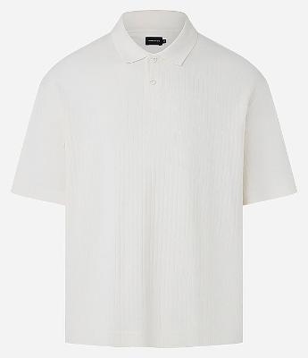 Camisa Polo com Textura Canelada Vertical