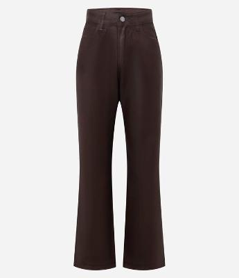 Calça Reta em Jeans Resinado com Cintura Alta