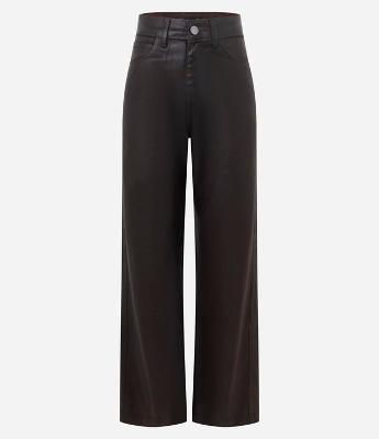 Calça Reta em Jeans Resinado com Cintura Alta