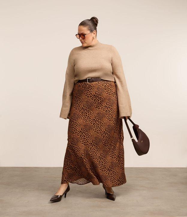 Saia Longa em Viscose Animal Print Oncinha Curve & Plus Size - 2
