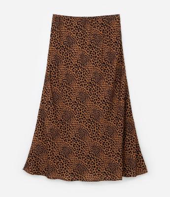 Saia Longa em Viscose Animal Print Oncinha Curve & Plus Size