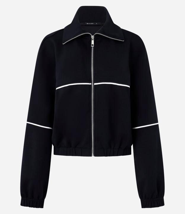 Casaco em Viscose com Zíper e Viés Contrastante - 1