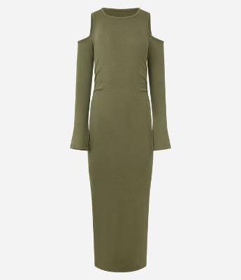 Vestido Longo em Bengaline com Algodão Agroecológico e Recorte Vazado nos Ombros