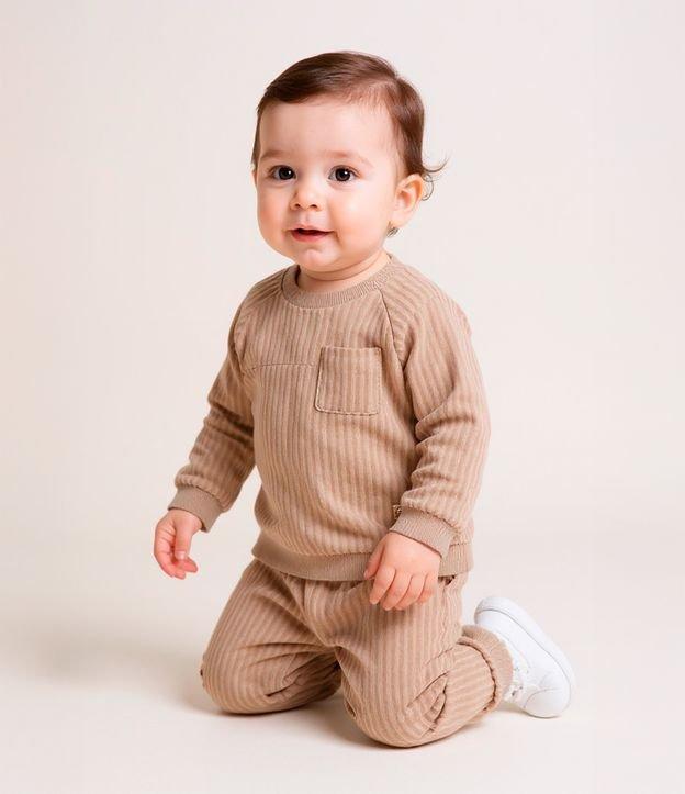 Conjunto Infantil Canelado em Plush com Bolsinho - Tam 0 a 18 meses - 2