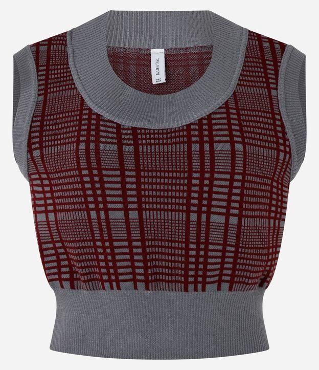 Colete Curto em Tricô Xadrez - 1