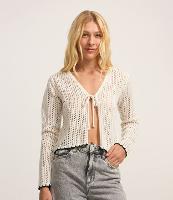 Cardigan Relaxed em Tricô com Amarração e Detalhes Contrastantes - 2