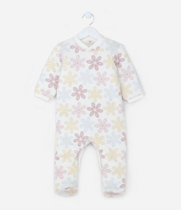 Macacão Infantil em Plush com Estampa Floral - Tam 0 a 18 meses - 1