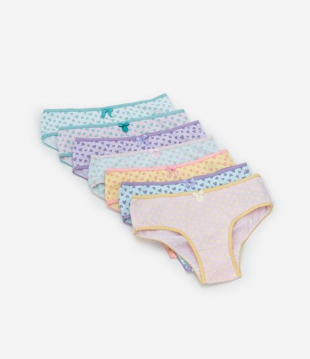 Kit 07 Calcinhas Infantis com Estampa Corações - Tam 2 a 14 Anos - 1