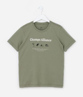 Camiseta Infantil com Estampa Elementos Esportivos - Tam - 5 a 14 Anos