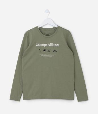 Camiseta Infantil com Lettering Champs Alliance - Tam 5 a 14 Anos