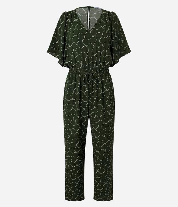 Macacão de Manga Godê com Efeito Airflow e Estampa Geométrica - 1