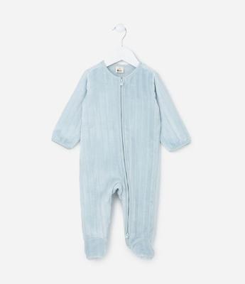Macacão Infantil em Fleece com Textura - Tam 0 a 24 meses
