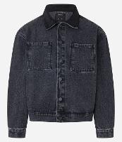 Jaqueta Trucker Boxy com Gola de Veludo - 1