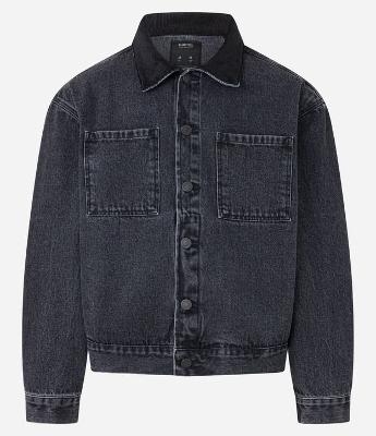 Jaqueta Trucker Boxy com Gola de Veludo