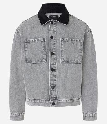 Jaqueta Trucker Boxy com Gola de Veludo