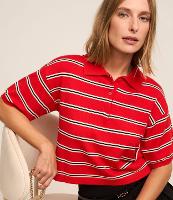 Blusa Pólo em Tricô com Abotoamento e Estampa Listrada - 2