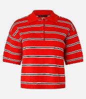 Blusa Pólo em Tricô com Abotoamento e Estampa Listrada - 1