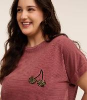 Blusa Fio Tinto e Cereja com Manga Dobrada Curve & Plus Size - 2