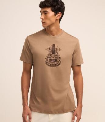 Camiseta em Algodão com Estampa de Violão