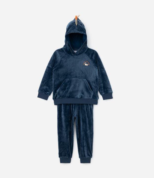 Conjunto Infantil em Plush com Capuz e Crista de Dino - Tam 1 a 4 Anos - 1