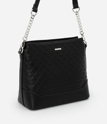 Bolsa Média em PU com Alça Transversal e Detalhe de Corrente