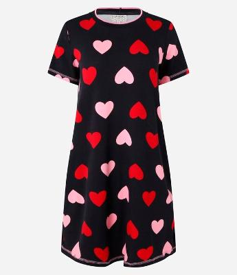 Camisola T-shirt em Viscose com Estampa de Corações