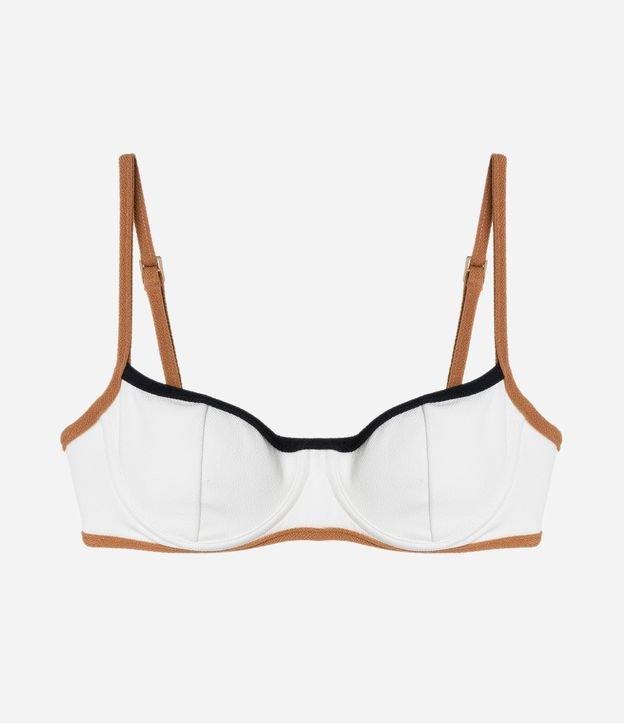 Biquíni Top Meia Taça em Microfibra Texturizada com Detalhes Contrastantes - 1