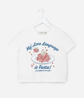 Camiseta Infantil com Estampa My Love is Pasta - Tam 5 a 14 Anos