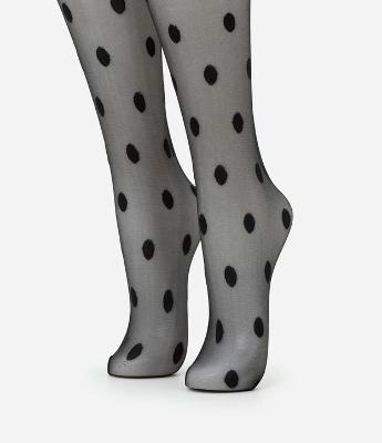 Meia Calça em Microfibra Poá Fio 15 Lupo