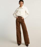 Calça Wide Leg em Sarja com Tingimento Cationizado e Recortes - 1