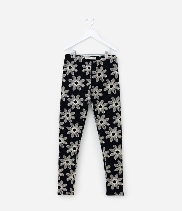Calça Legging Infantil com Estampa Flores - Tam 5 a 14 Anos - 1
