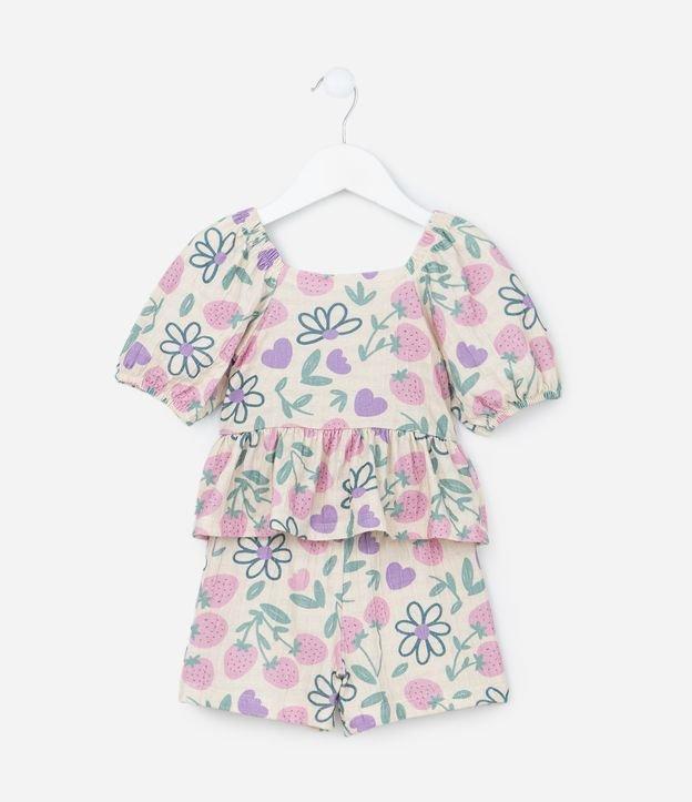 Conjunto Infantil Texturizado com Estampa Moranguinhos - Tam 1 a 6 Anos - 1