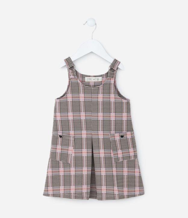 Salopete Infantil com Bolsinhos e Estampa Xadrez - Tam 1 a 6 Anos - 1